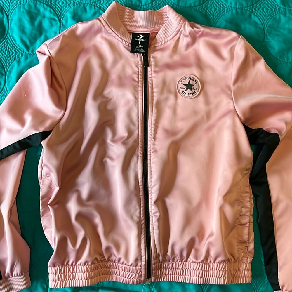 Converse pink sateen jacket, girls large
